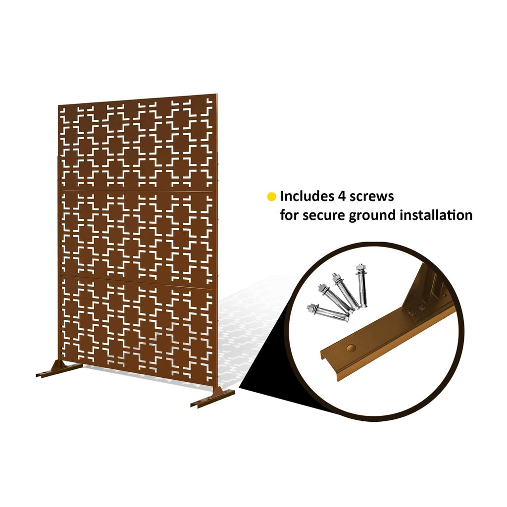 Metal Indoor/Outdoor Privacy Screen with Stand 120cm x 180cm - Squares