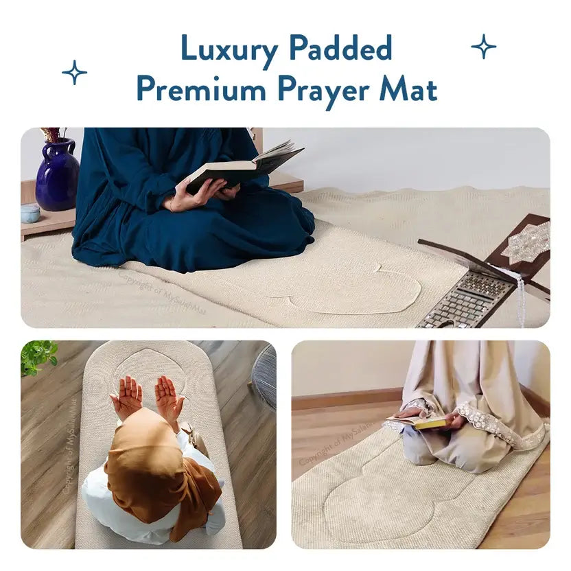 Padded Prayer Mat with Luxury Sand Arched Design by Urban Rugs UK