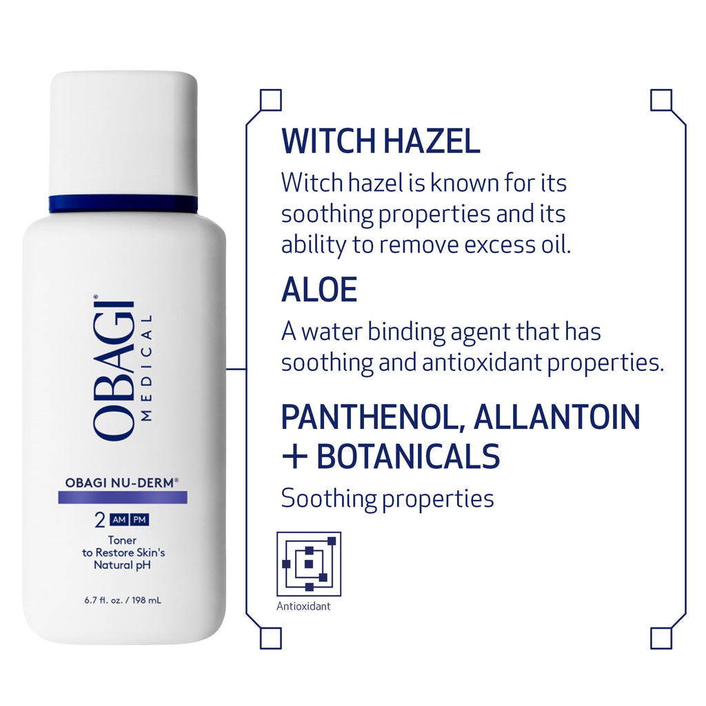 Obagi Nu-Derm Face Toner – Alcohol-Free Daily Toner with Witch Hazel & Aloe Vera | 6.7 oz