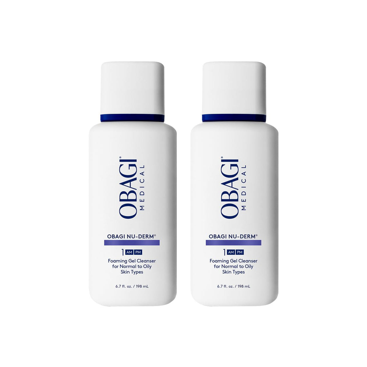 Obagi Nu-Derm Foaming Gel – Gel-Based Cleanser for Normal to Oily & Sensitive Skin | Two Pack