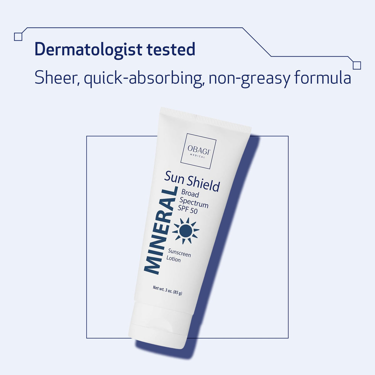 Obagi Medical Sun Shield Mineral Sunscreen SPF 50 – Hypoallergenic, Sheer, Quick-Absorbing (3 oz)