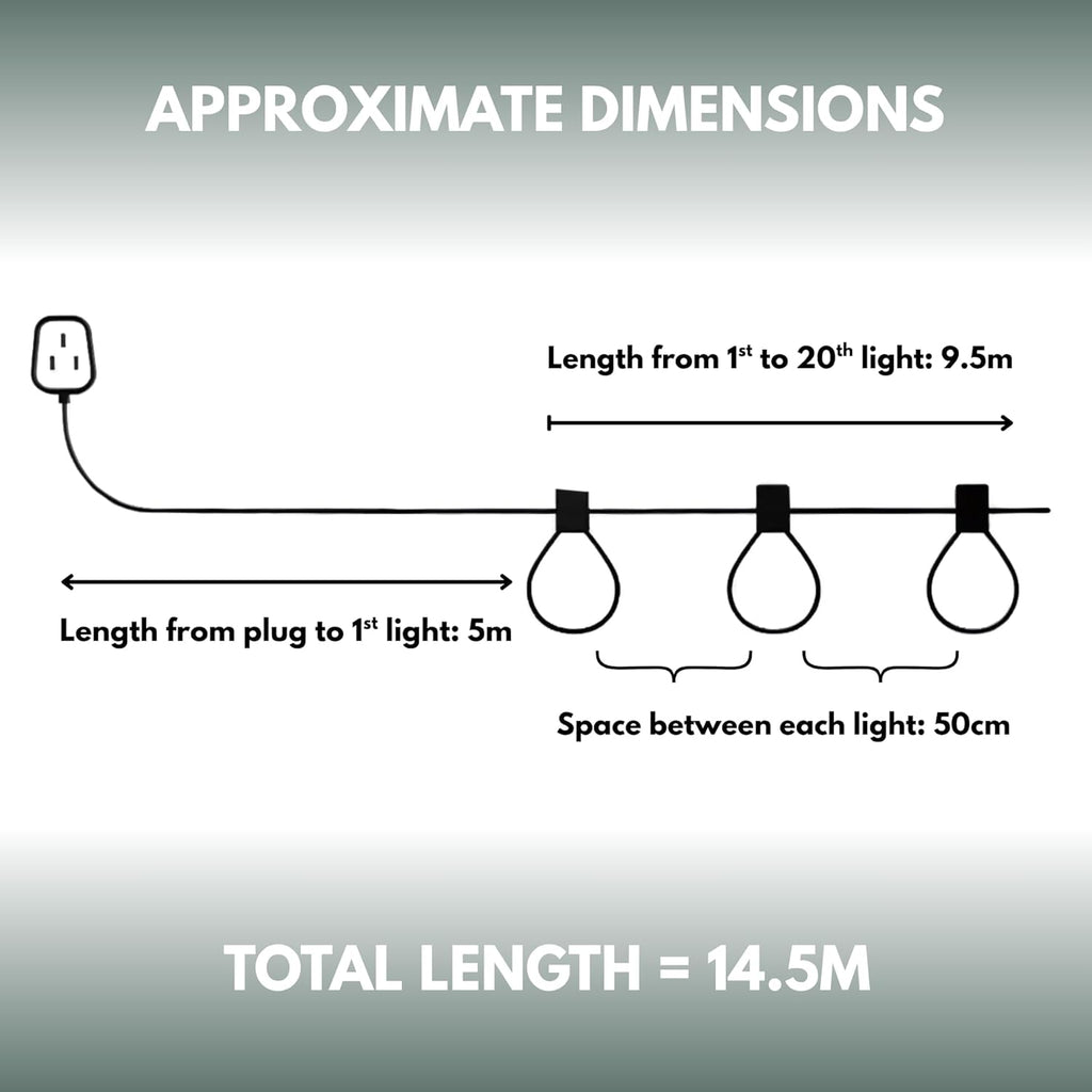 14ft Connectable LED Festoon String Lights Warm White