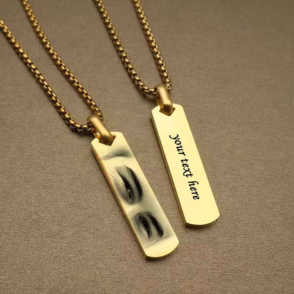 Personalised Eye Photo Necklace – Engraved Stainless Steel Pendant for Men