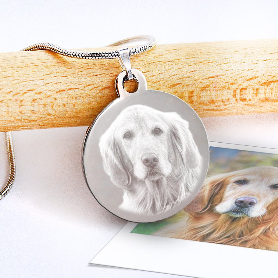 Personalised Pet Memorial Necklace – Photo Engraved Stainless Steel Pendant