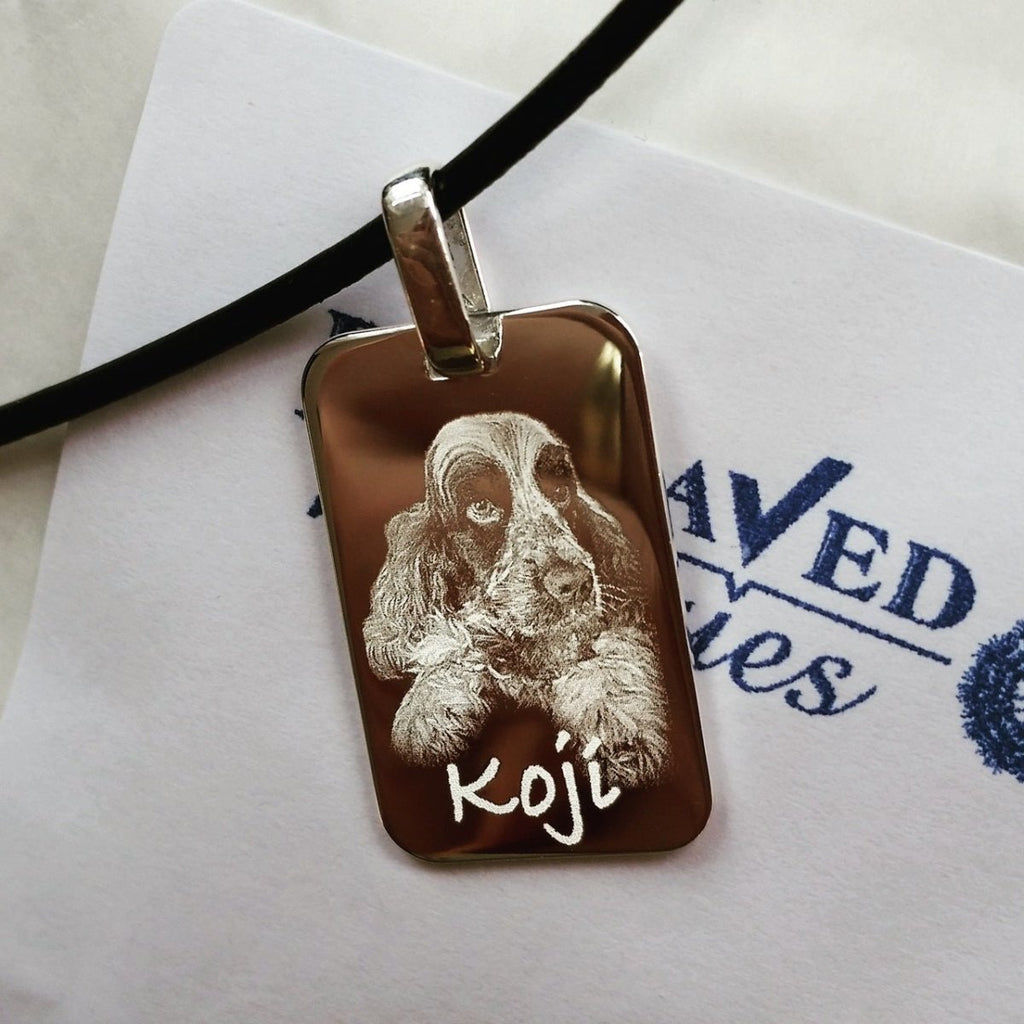Personalised Silver Dog Tag – Sterling Silver Necklace | Custom Engraved Photo Pendant