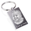 Personalised Rectangle Photo Keyring – Stainless Steel Photo & Text Engraving