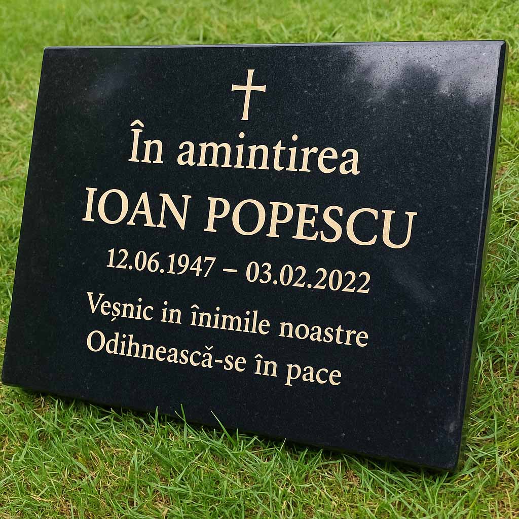 Personalised Granite Memorial Plaque - Built To Last Forever Romanian