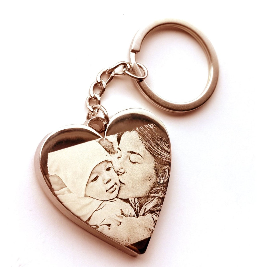 Personalised Rose Gold Heart Keyring – Double-Sided Photo Engraving