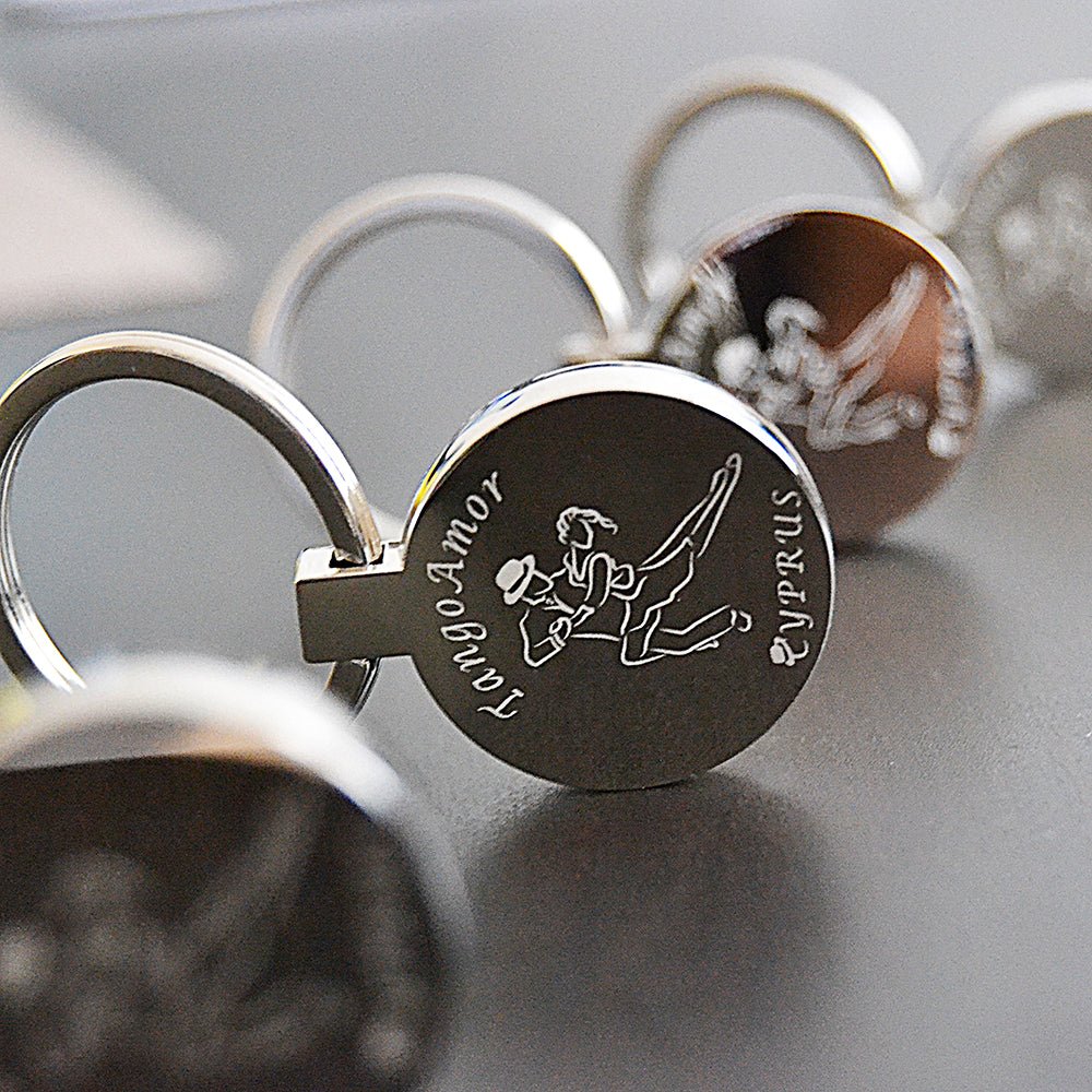 Personalised Round Photo Keyring – Double-Sided Stainless Steel Engraving
