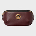 Medusa Head Grainy Calf Leather Belt Bag Burgundy Black