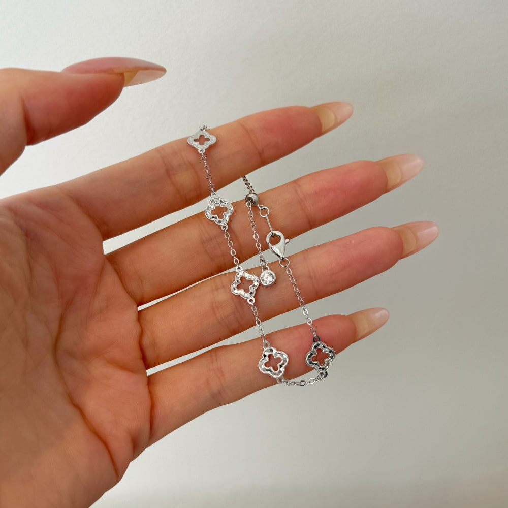 Silver clover cut out bracelet