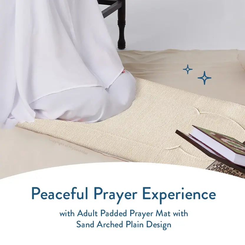 Padded Prayer Mat with Luxury Sand Arched Design by Urban Rugs UK