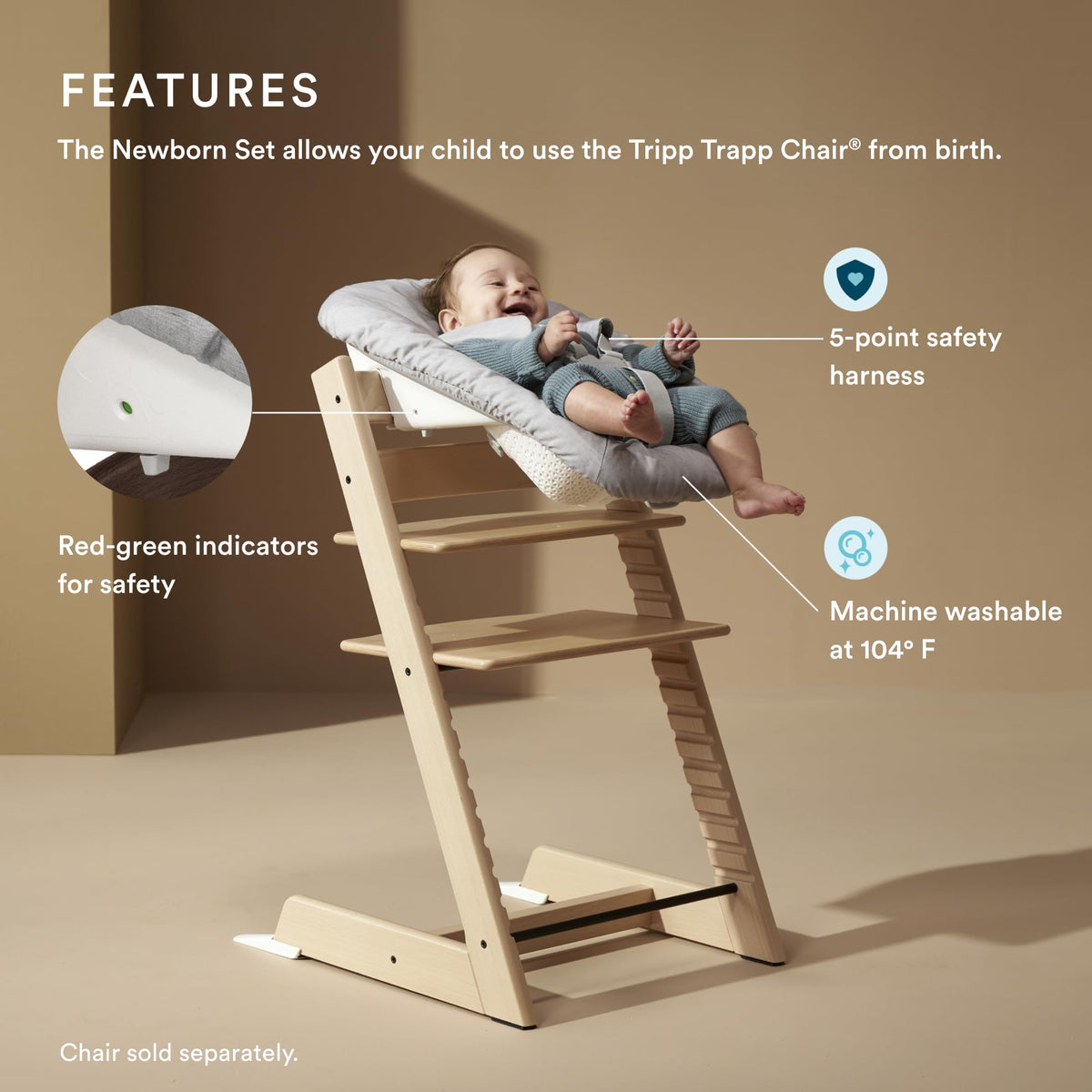 Stokke Tripp Trapp Newborn Set Grey – Infant Seat for Birth to 20 lbs | Cozy, Safe & Easy to Use