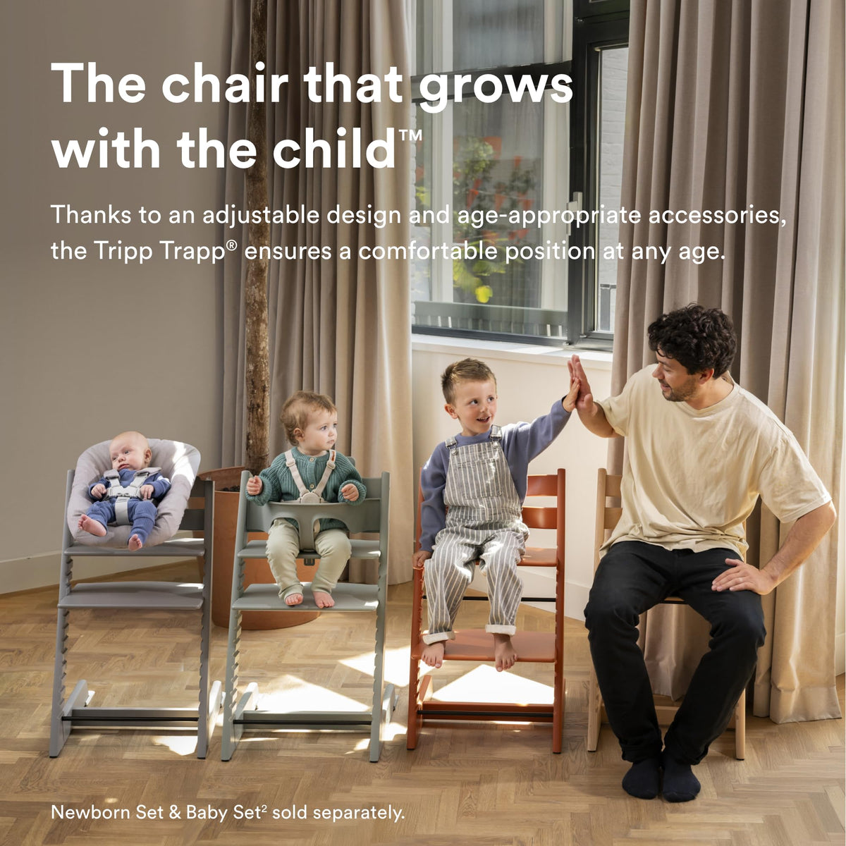 Stokke Tripp Trapp Chair Whitewash – Adjustable, Convertible for Toddlers to Adults