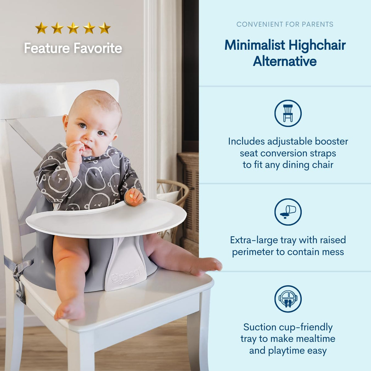 Upseat – The Original Ergonomic Baby Floor & Booster Seat with Tray (4–24 Months)