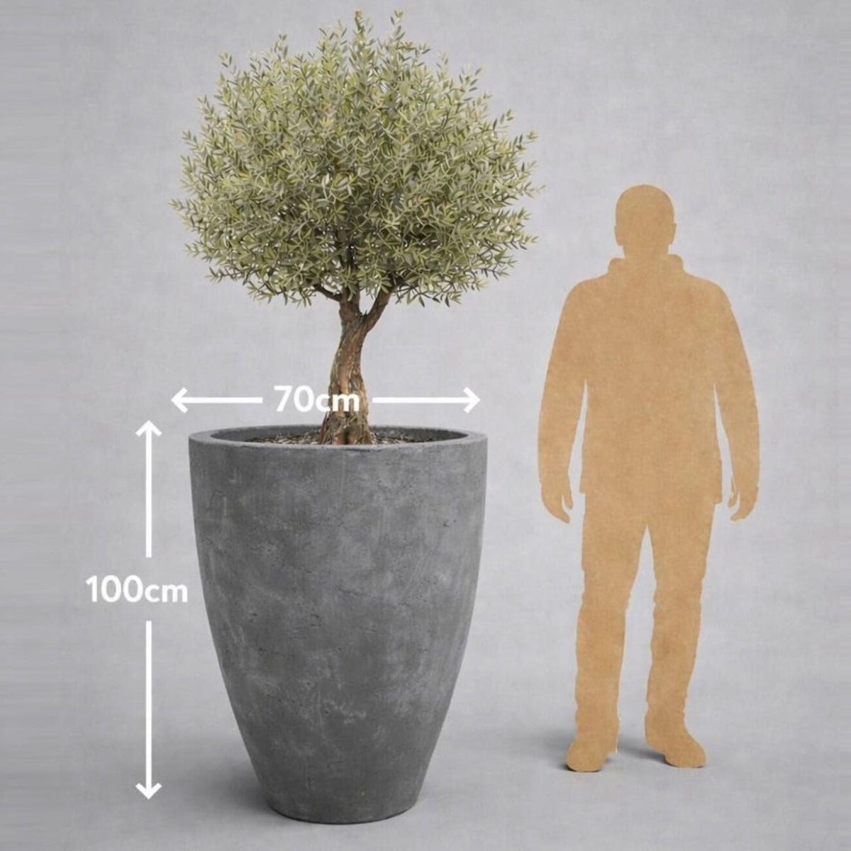 Vessara | Onyx Dusk – 100cm XXL Concrete Tall Vase Planter – 172L Round Plant Pot