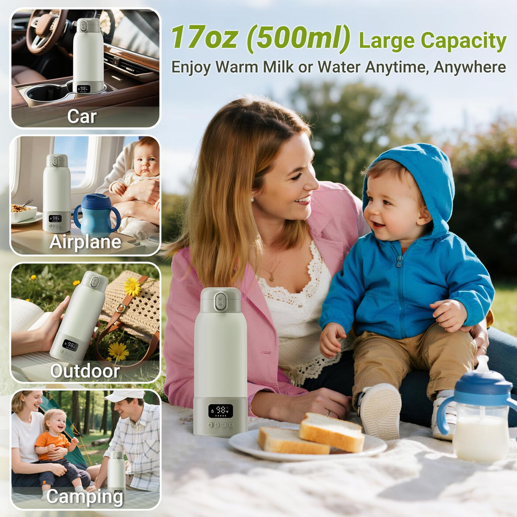 Visnok Portable Milk Warmer — 17oz Capacity, Fast Heating, Pasteurization, Travel Ready
