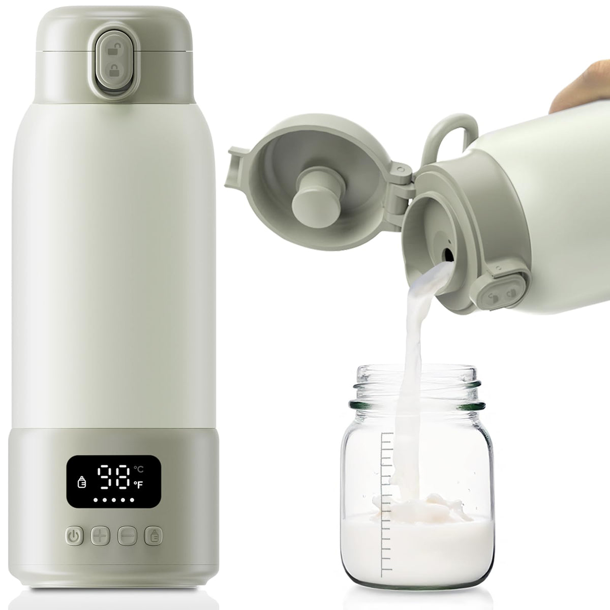Visnok Portable Milk Warmer — 17oz Capacity, Fast Heating, Pasteurization, Travel Ready