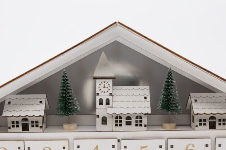 White Wooden Advent Calendar (With Roof)