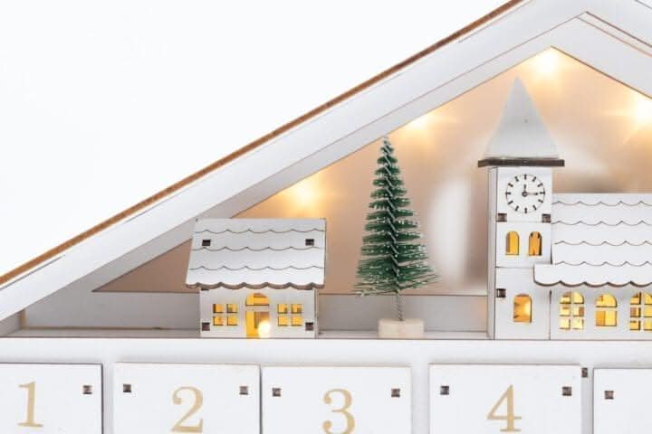 White Wooden Advent Calendar (With Roof)