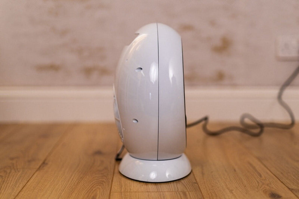 Electric Fire Fan Heater Ceramic White 1500W Home Round Free Standing Flame